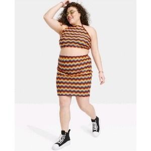 Knitted Bodycon Skirt Chevron Size 3X NEW